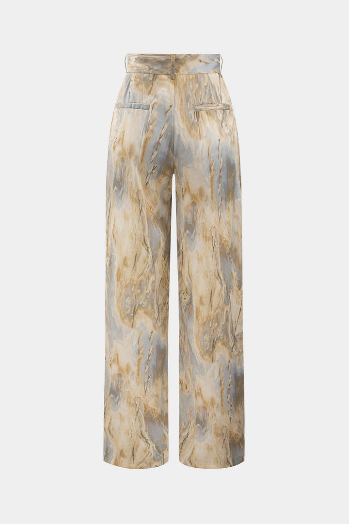 Pantalon droit chic à motif marbré