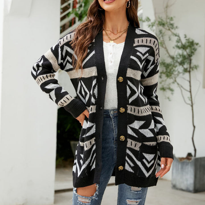 Cardigan Tricoté Vintage Décontracté