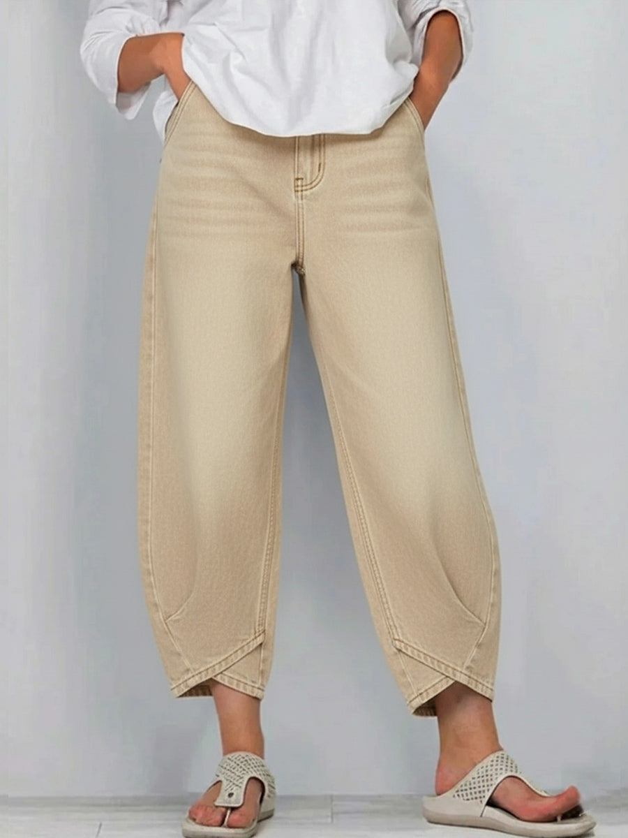 Lucie | Jean Barrel Crop Taille Haute & Coupe Décontractée