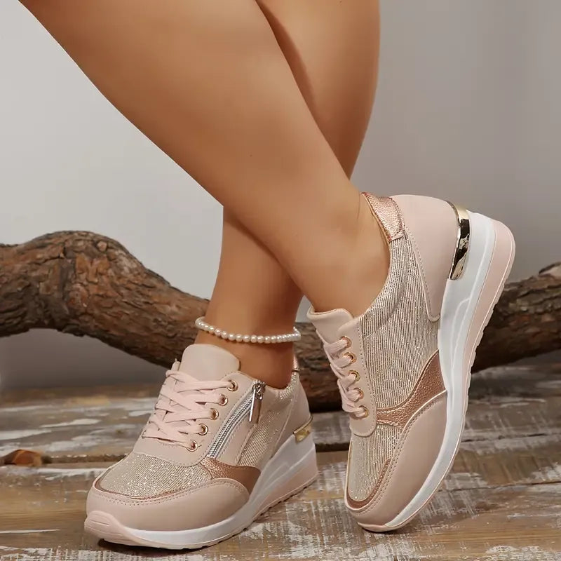 Nouvelles Baskets À Lacets Et Fermeture Éclair Latérale Pour Femmes