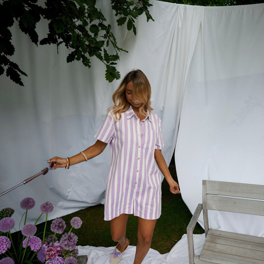 Mariela™ | Combishort rayé mauve