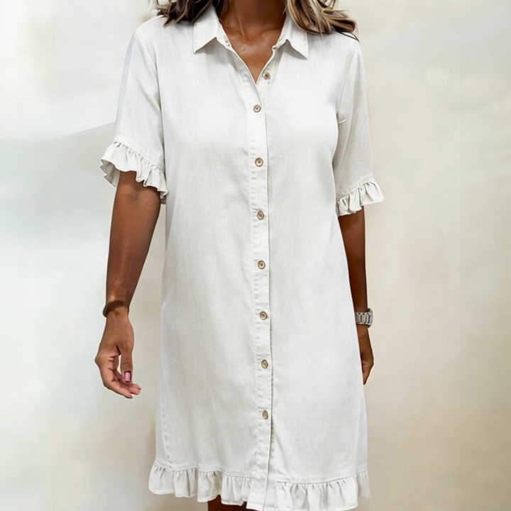 ALINA™ | Robe Denim Froncée Confort