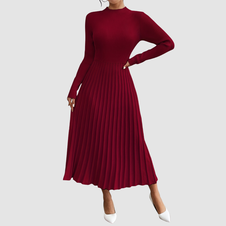 Evelyn Grace | High-Neck Long-Sleeve Maxi Dress