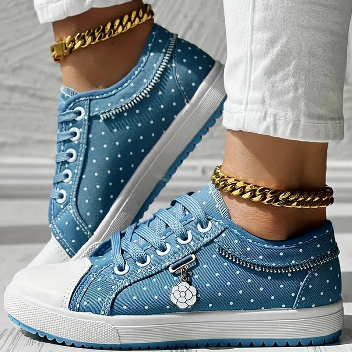 Caro | Sneaker Dentelle Florale & Zip Décoratif