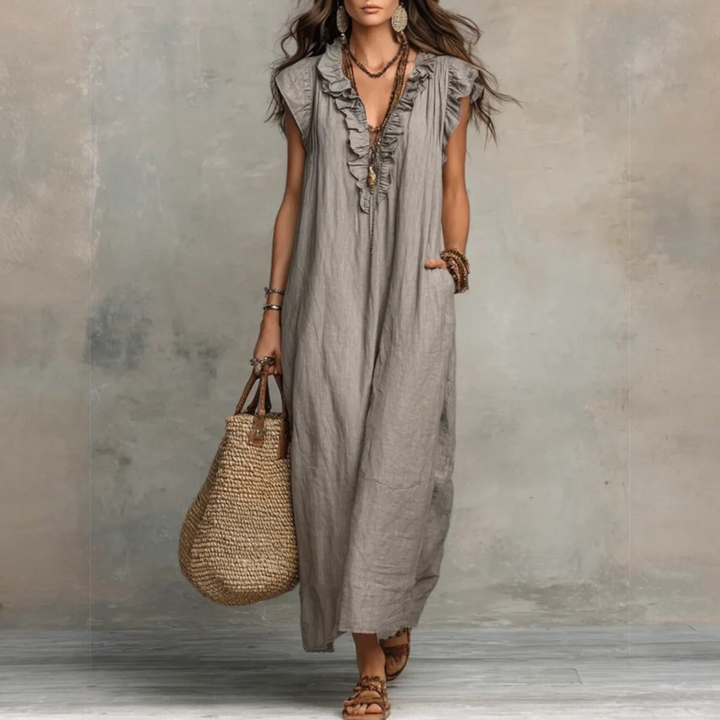 CAMÉLIA™ | Robe Longue Lin & Coton Bohème