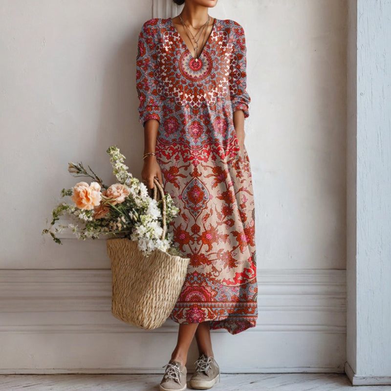 【Manches Longues】Robe De Style Ethnique Vintage