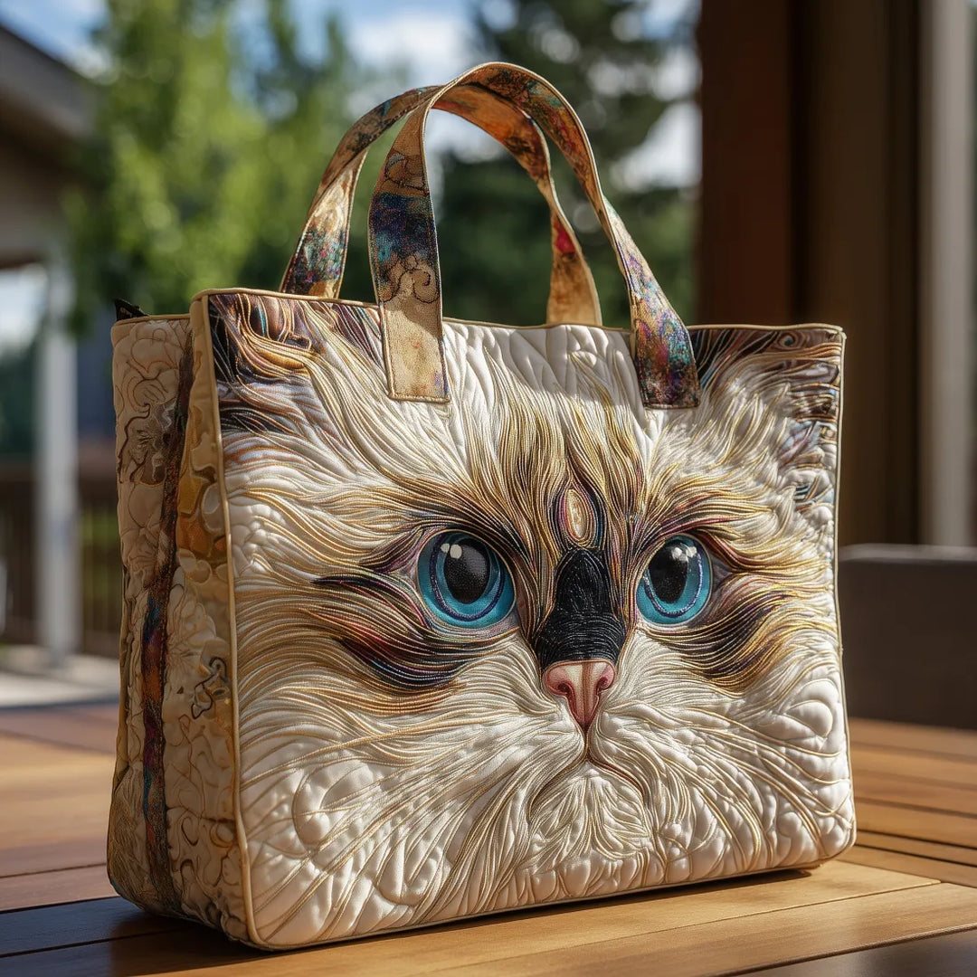 Sac Artisanal Chat Blanc aux Yeux Bleus