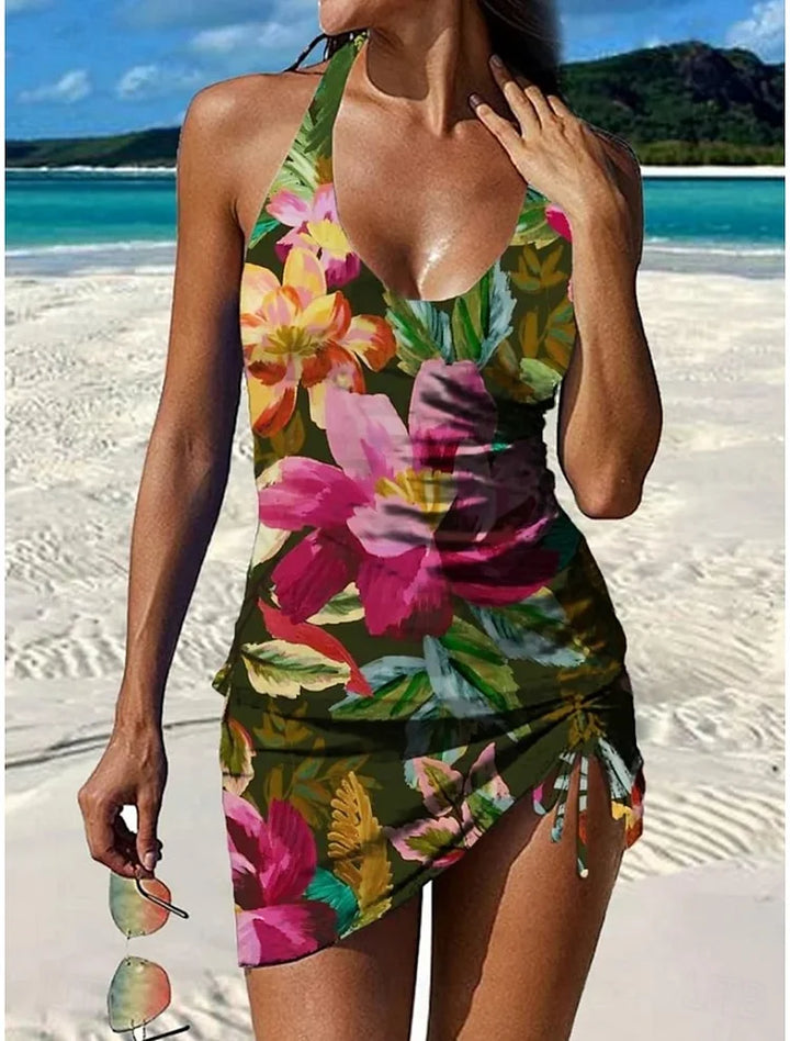 Fiesta – Tankini graphique fleuri avec short, effet ventre plat