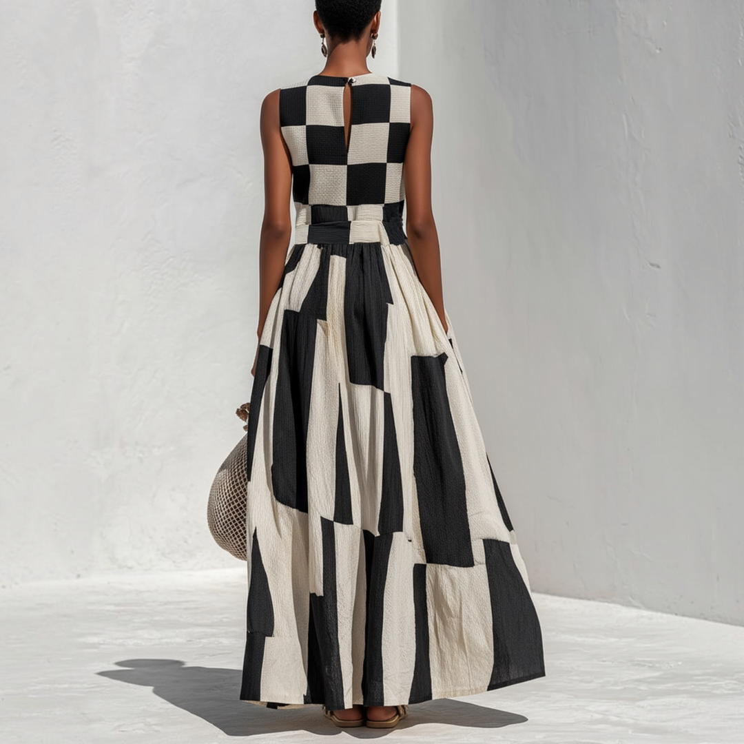 Angelica™ | Robe Sans Manches à Carreaux Élégante