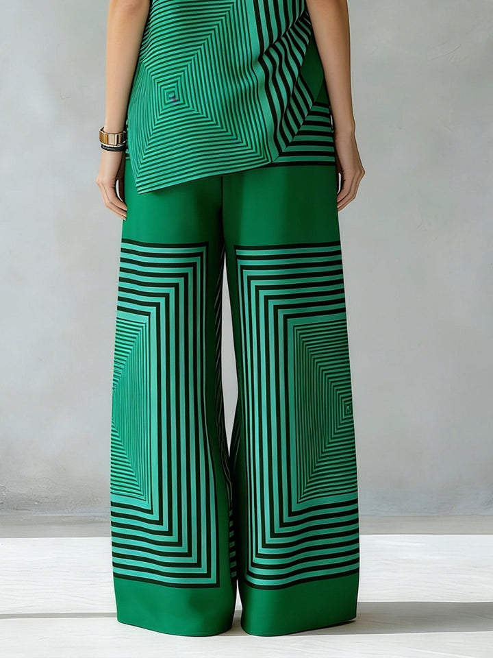 Léa | Ensemble Géométrique Moderne Top Sans Manches & Pantalon Large