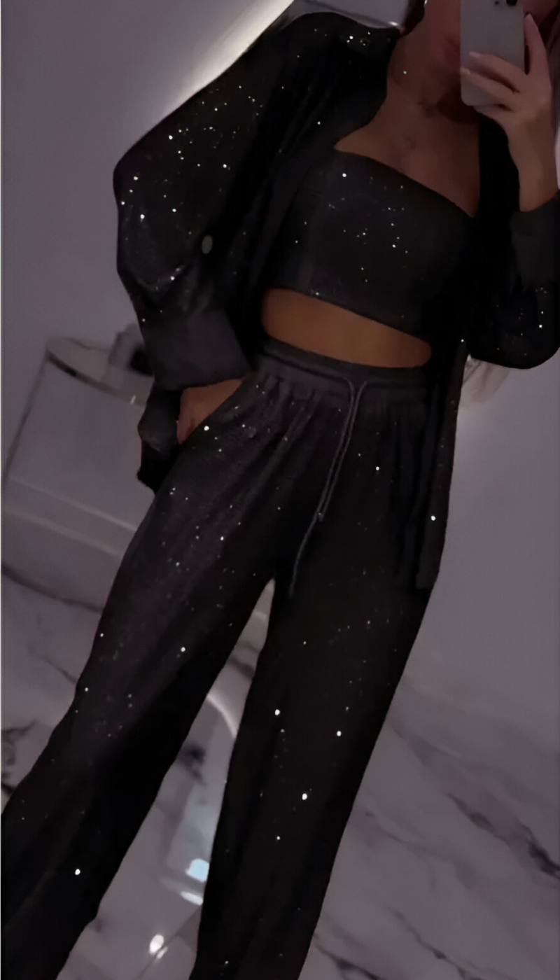 Fioralba | Sequin Lounge Set – Three Piece
