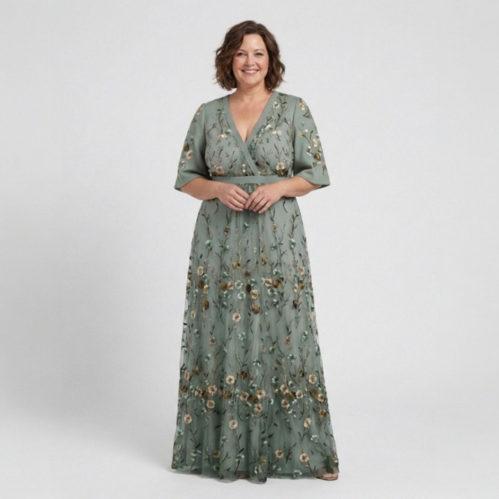 ÉVA™ | Robe Maxi Fleurie Col V