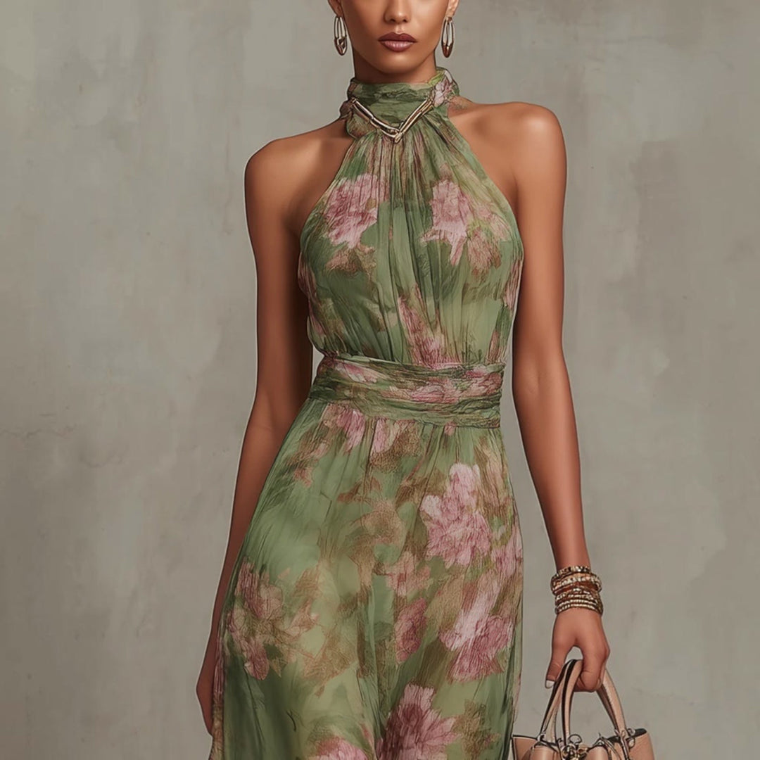 LIVIA™ | Robe Maxi Florale Halter