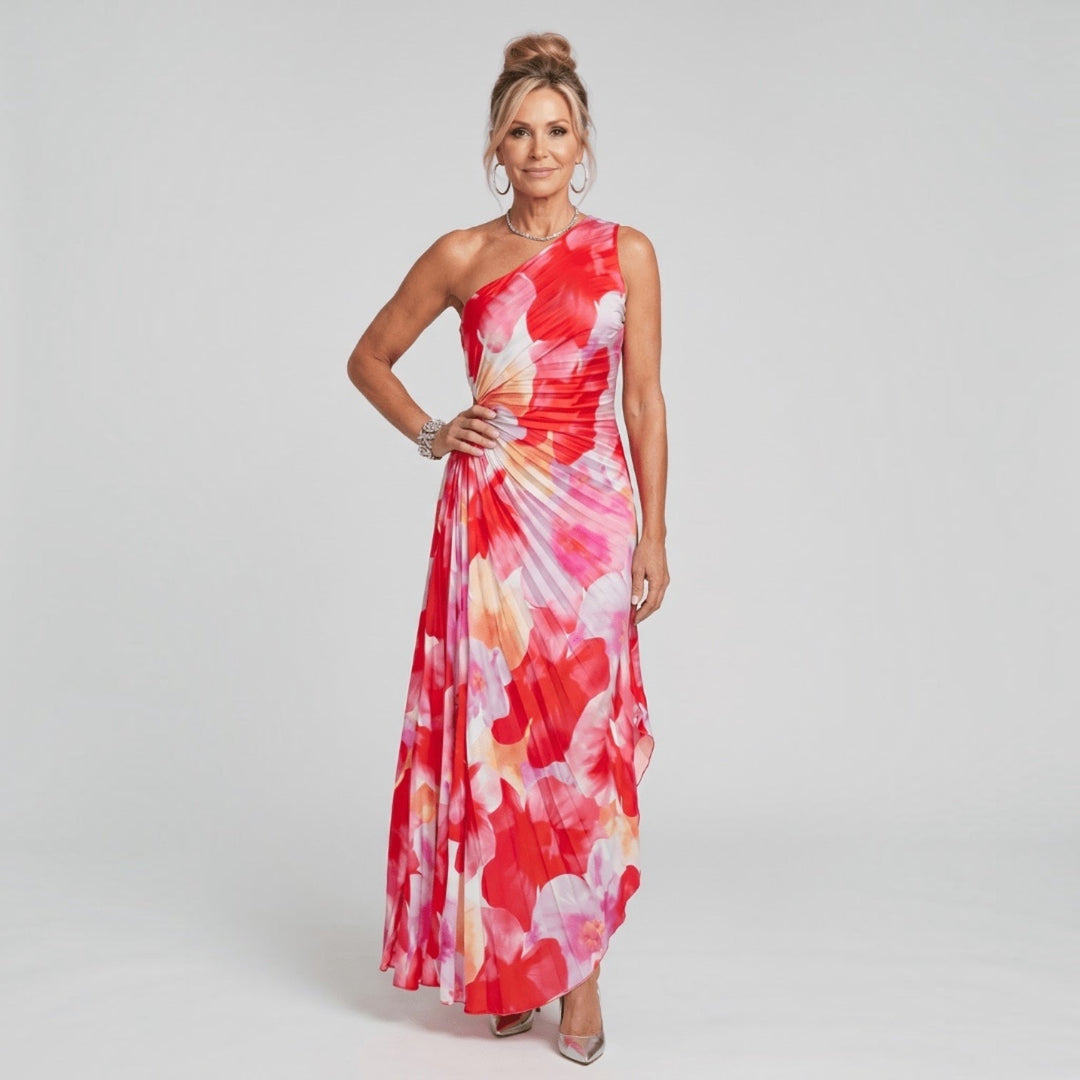 Taya™ | Robe midi plissée asymétrique