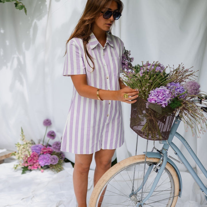 Mariela™ | Combishort rayé mauve