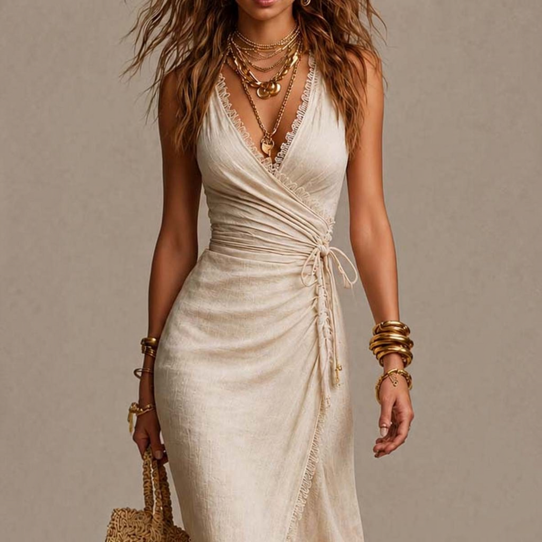 Tessa™ | Robe midi en lin naturel