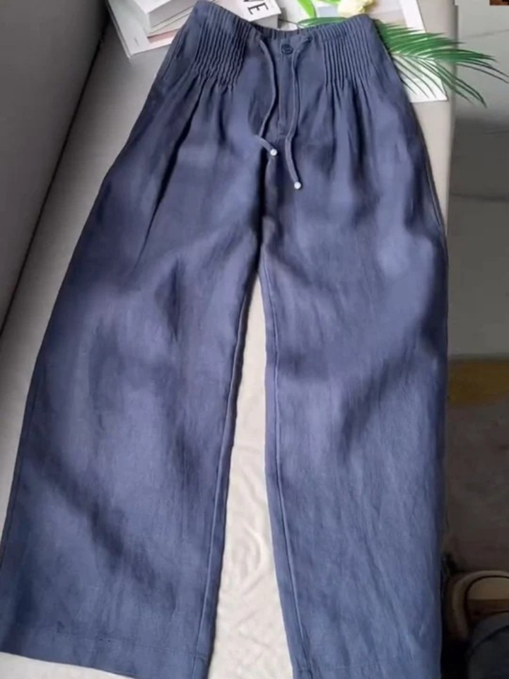 Camille | Pantalon large en coton et lin mélangés
