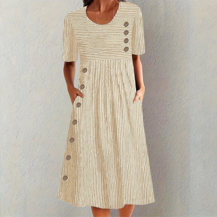 MARINA™ | Robe Midi Rayée Élégante