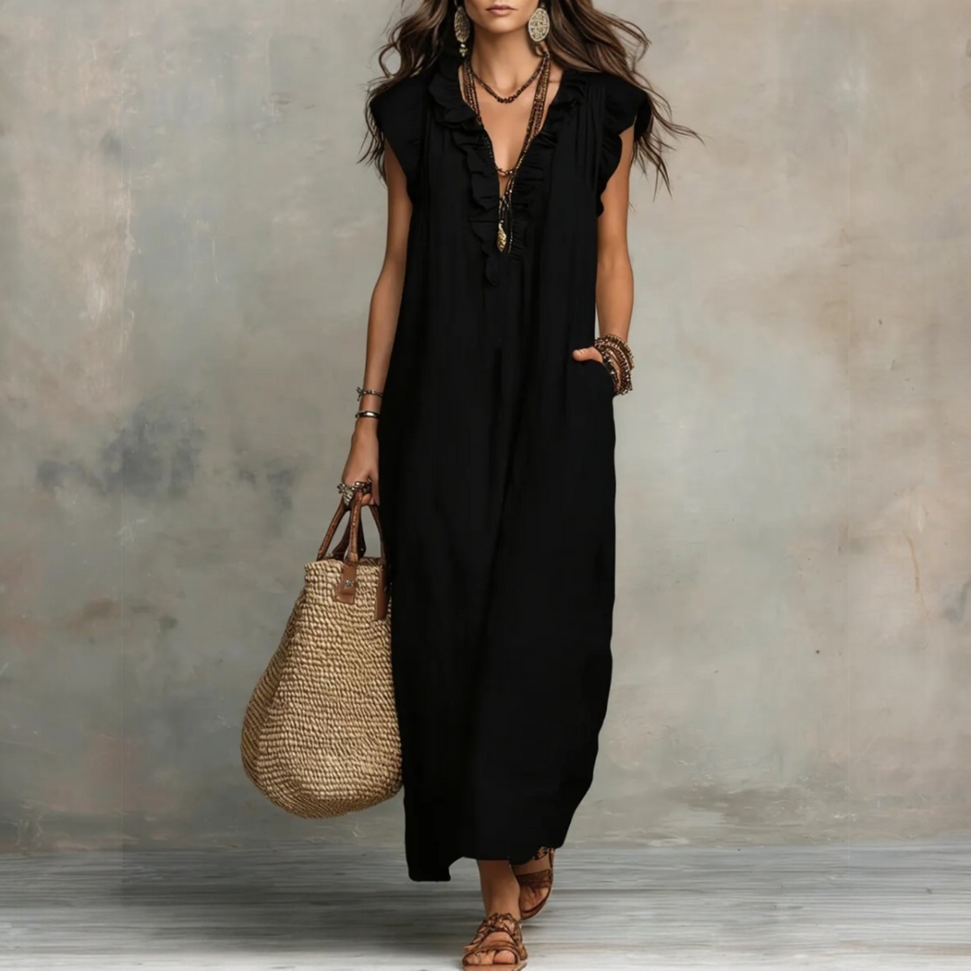 CAMÉLIA™ | Robe Longue Lin & Coton Bohème