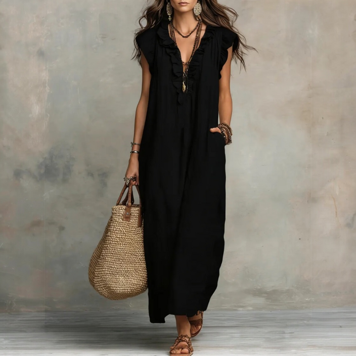 CAMÉLIA™ | Robe Longue Lin & Coton Bohème