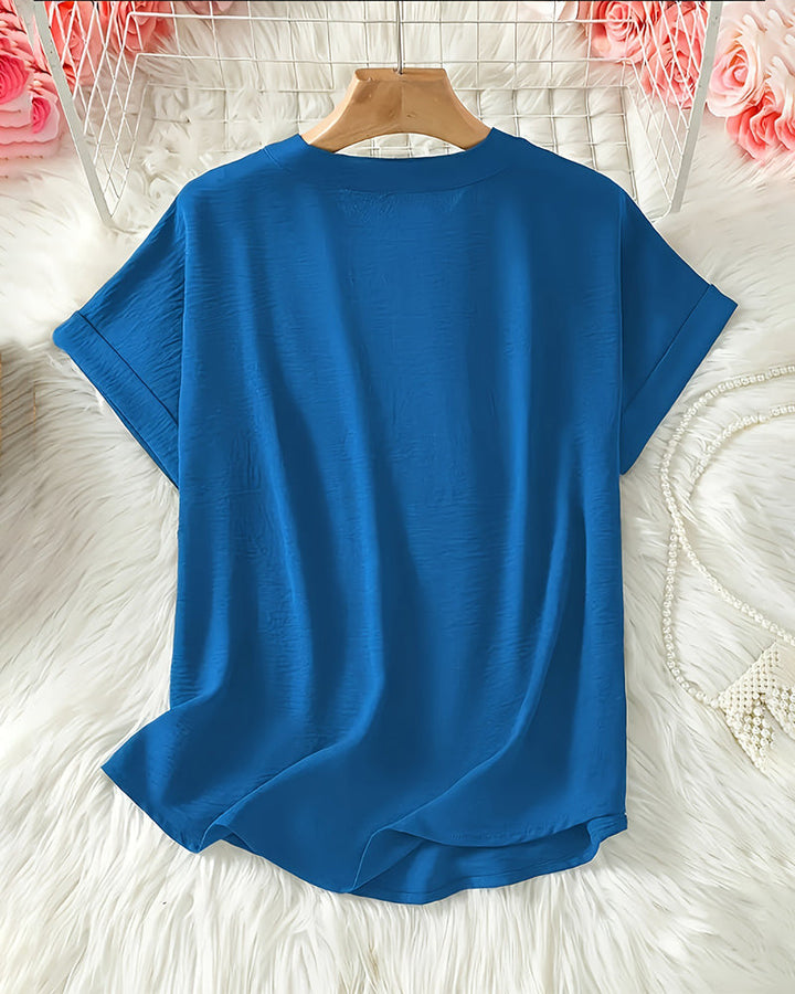 Zoe | Blouse Fluide Col V & Manches Chauve-Souris