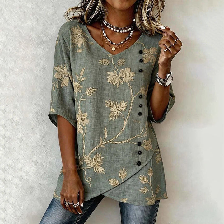 Blouse Vintage À Imprimé Floral