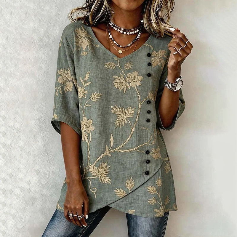 Blouse Vintage À Imprimé Floral