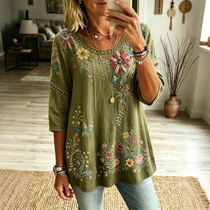 Blouse Vintage À Imprimé Floral