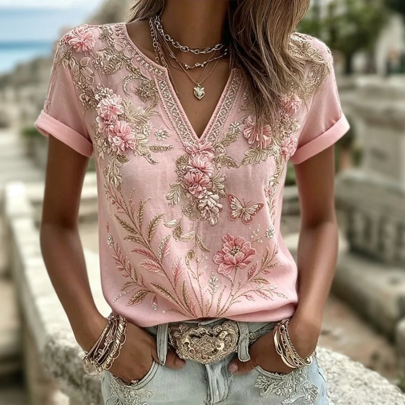 Blouse Vintage À Imprimé Floral