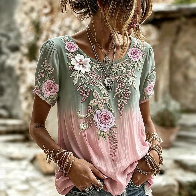Blouse Vintage À Imprimé Floral