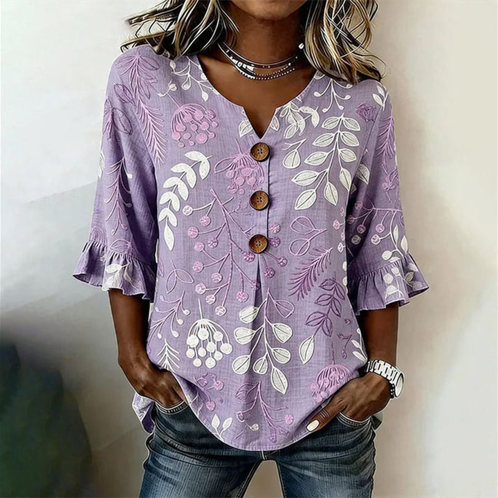 Blouse À Imprimé Feuilles Vintage