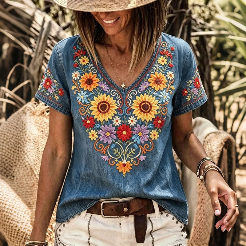 Blouse Vintage À Imprimé Floral