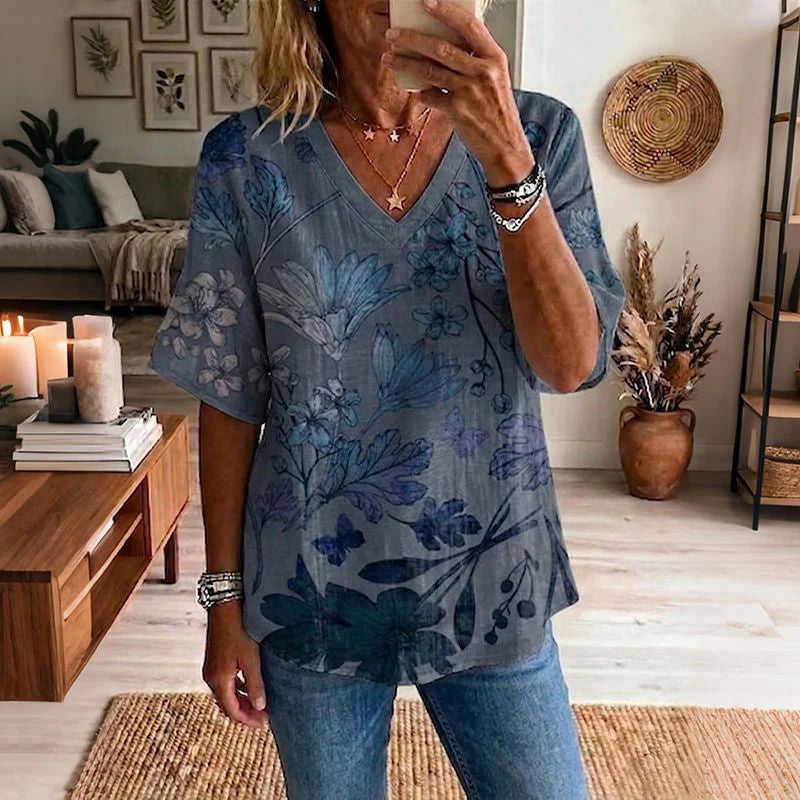 Blouse Vintage À Imprimé Floral