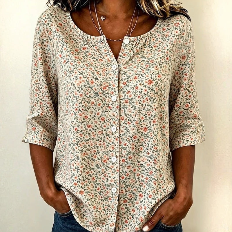 Chemisier Vintage À Imprimé Floral