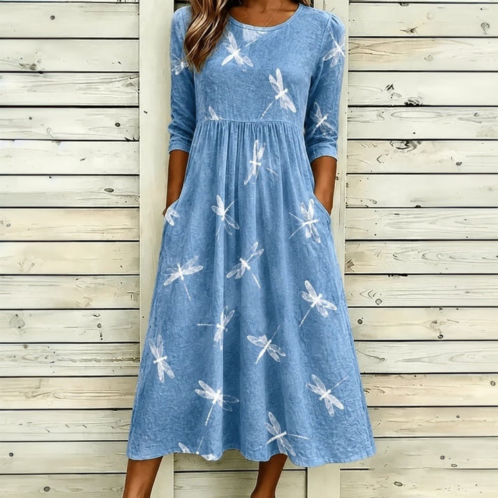Robe Décontractée À Imprimé Libellule