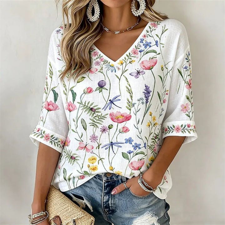 Blouse Vintage À Imprimé Floral