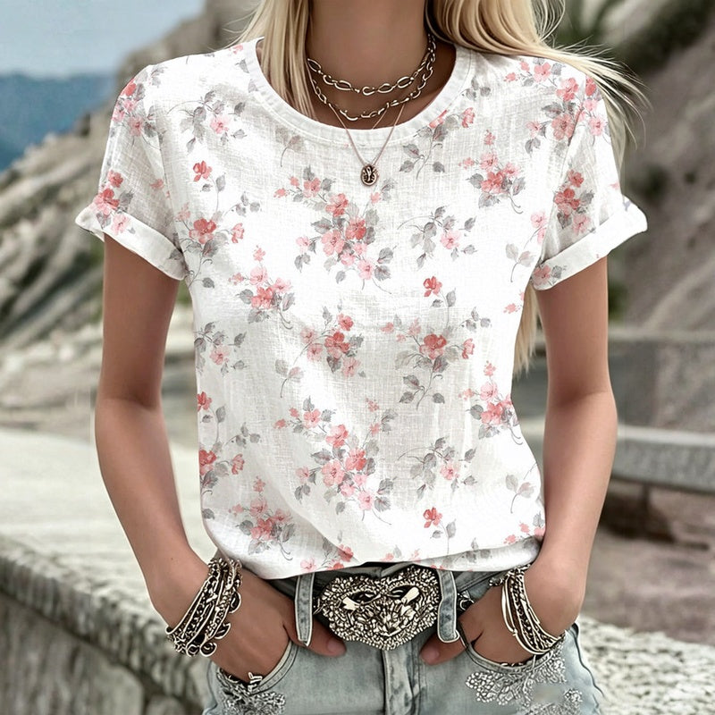 T-Shirt Décontracté À Imprimé Floral