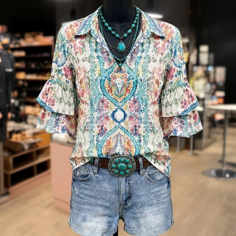 Chemisier Vintage À Imprimé Floral