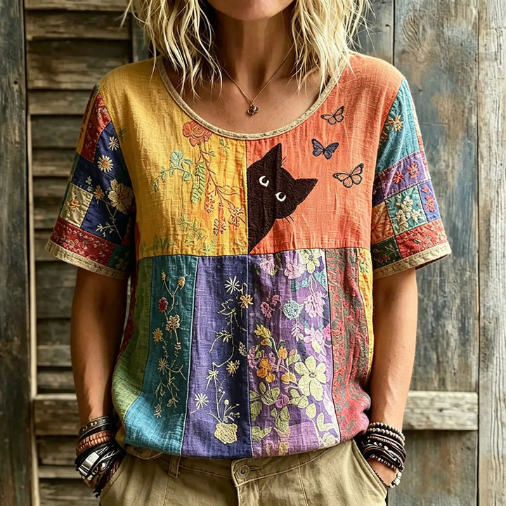Blouse Vintage À Imprimé Floral