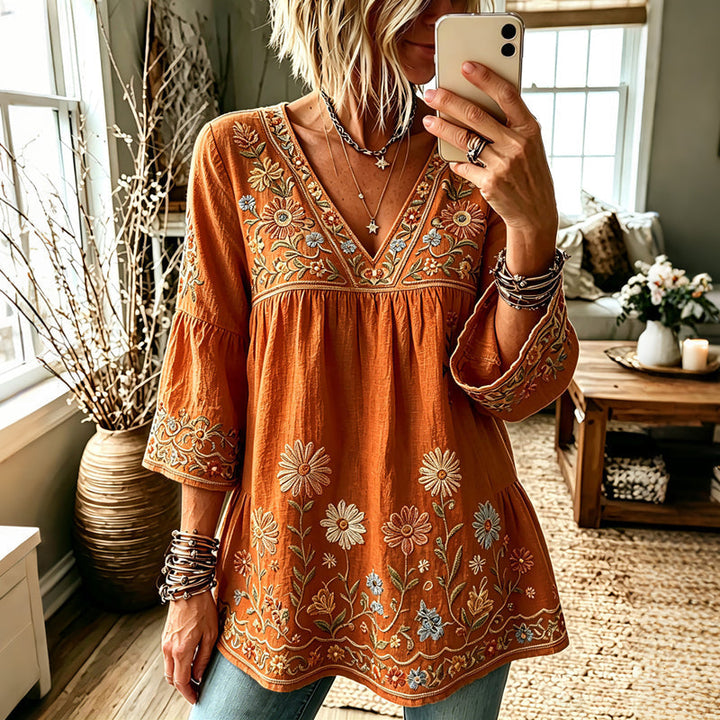 Blouse Vintage À Imprimé Floral