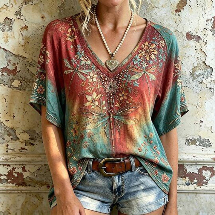 Blouse Vintage À Imprimé Floral