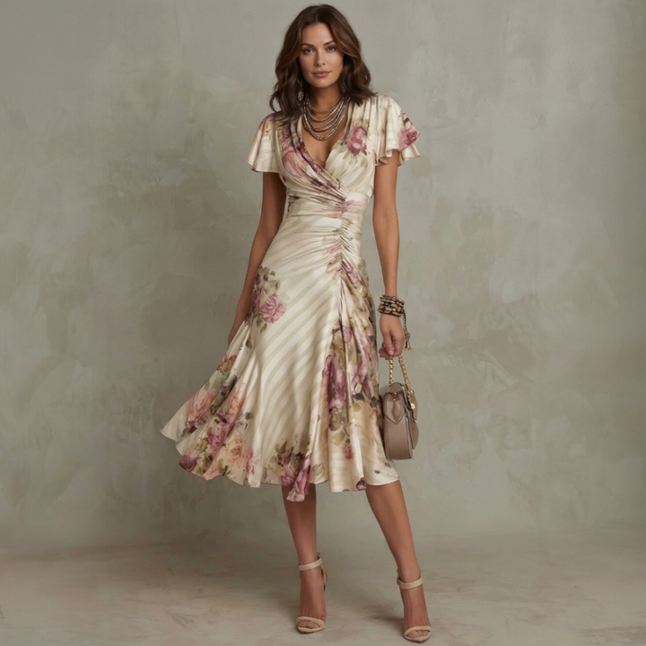 ROSALIE™ | Robe Midi Satinée Vintage
