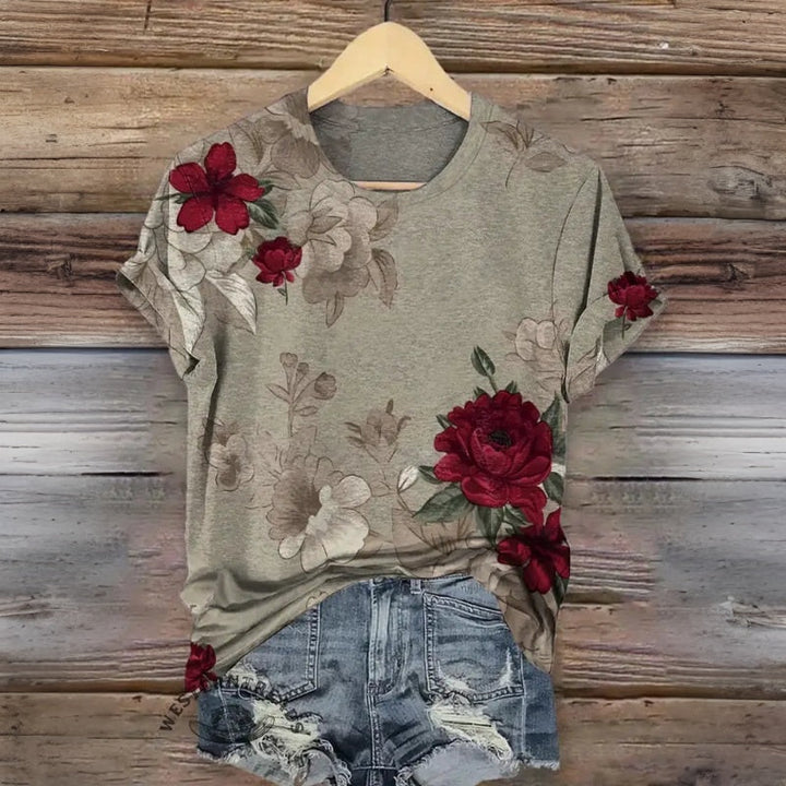 T-Shirt Vintage À Imprimé Floral