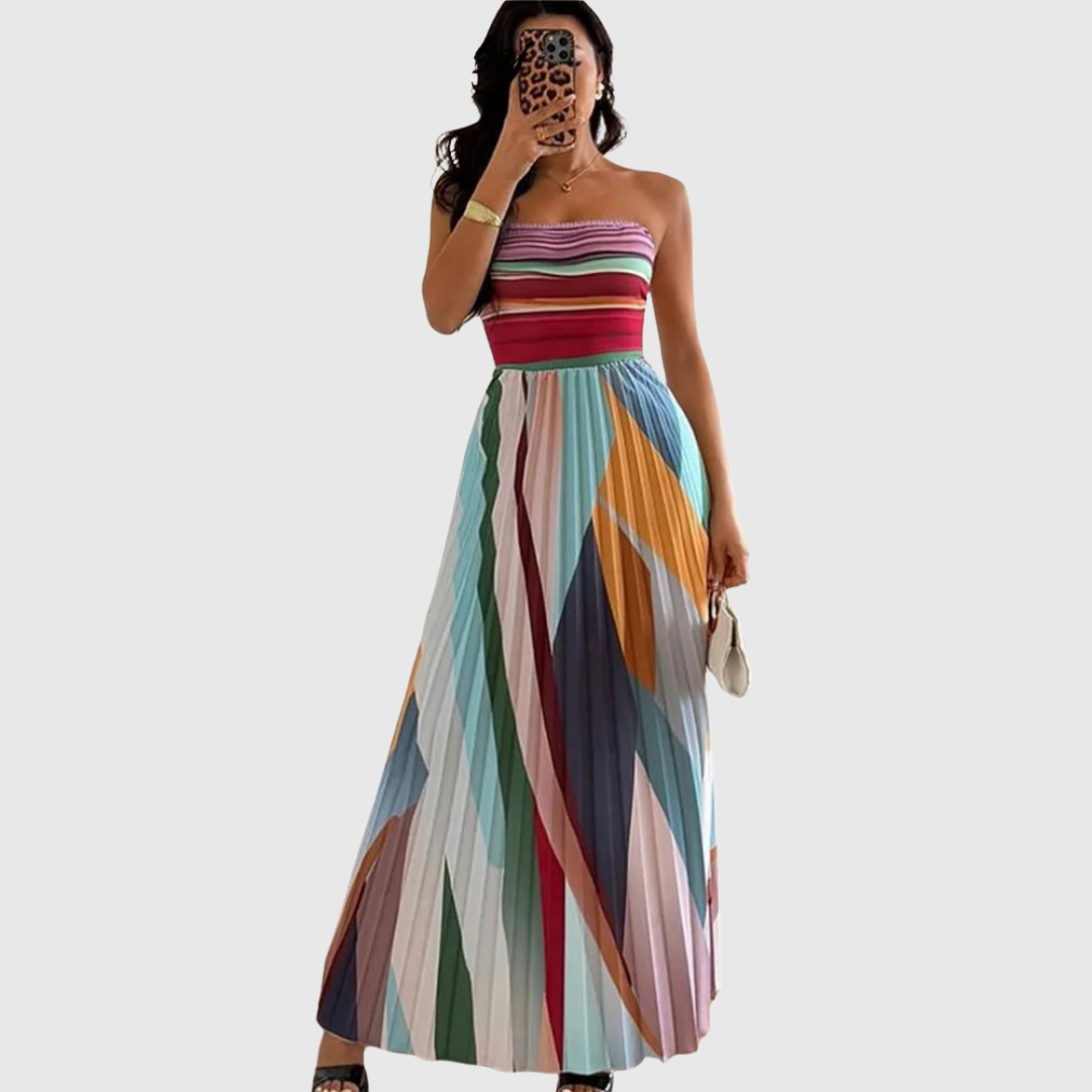 Isola - Elegant Pleated Evening Dress