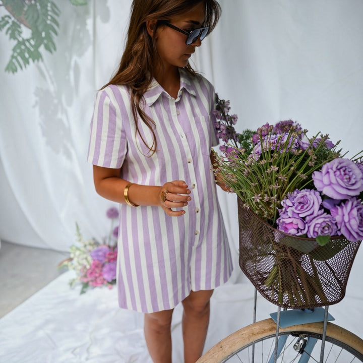 Mariela™ | Combishort rayé mauve