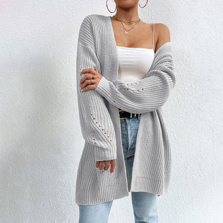 Cardigan Tricoté Décontracté De Couleur Unie