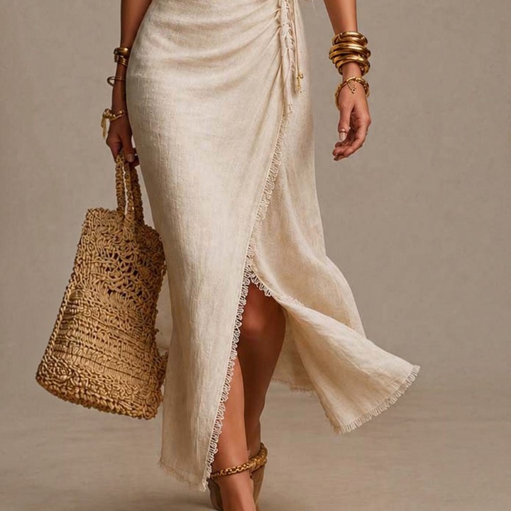 Tessa™ | Robe midi en lin naturel
