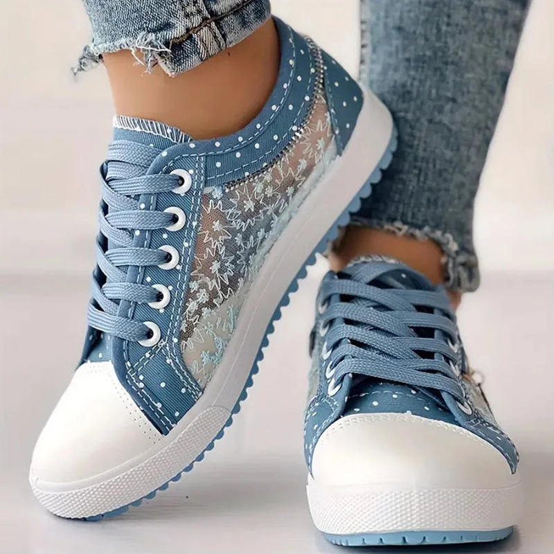Caro | Sneaker Dentelle Florale & Zip Décoratif