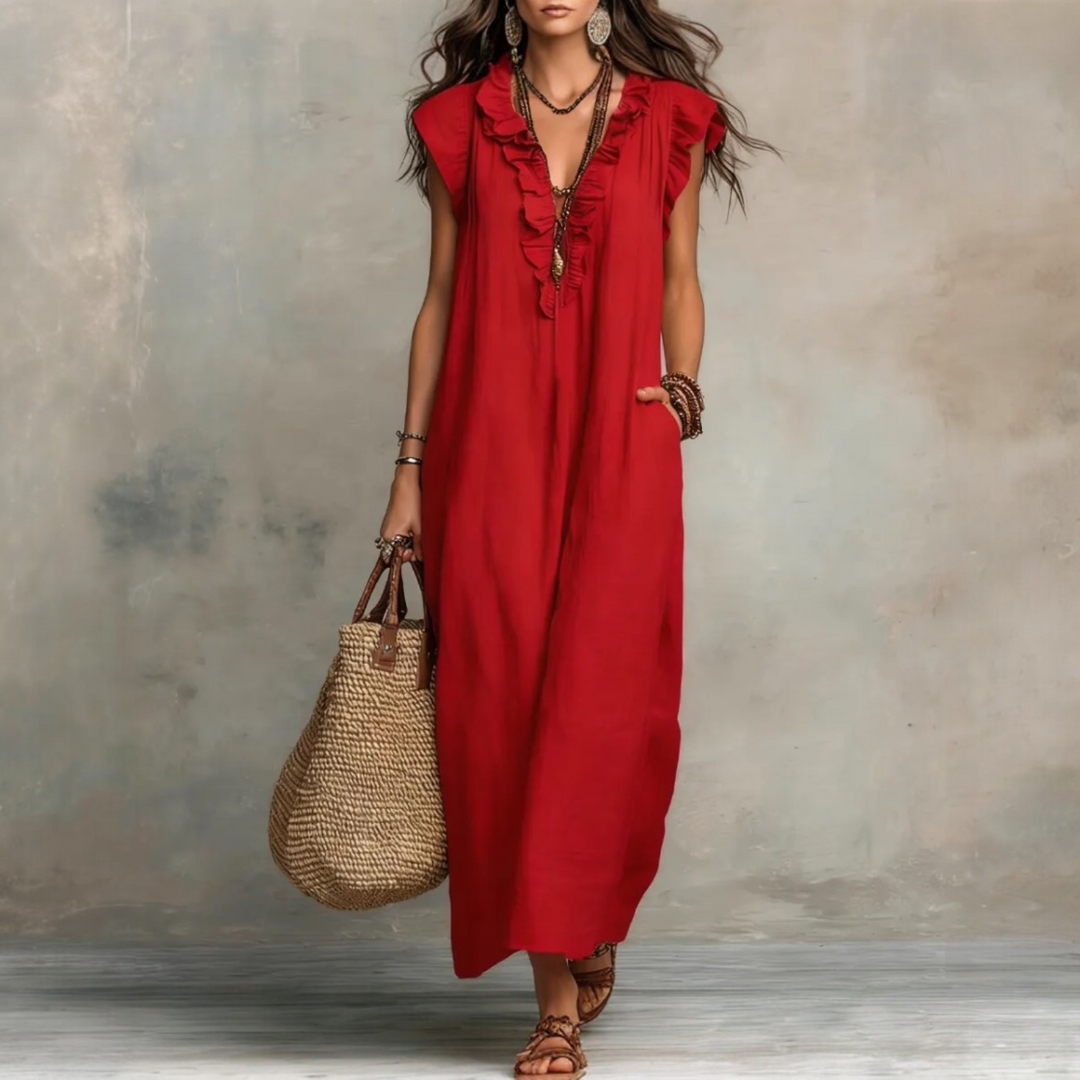 CAMÉLIA™ | Robe Longue Lin & Coton Bohème