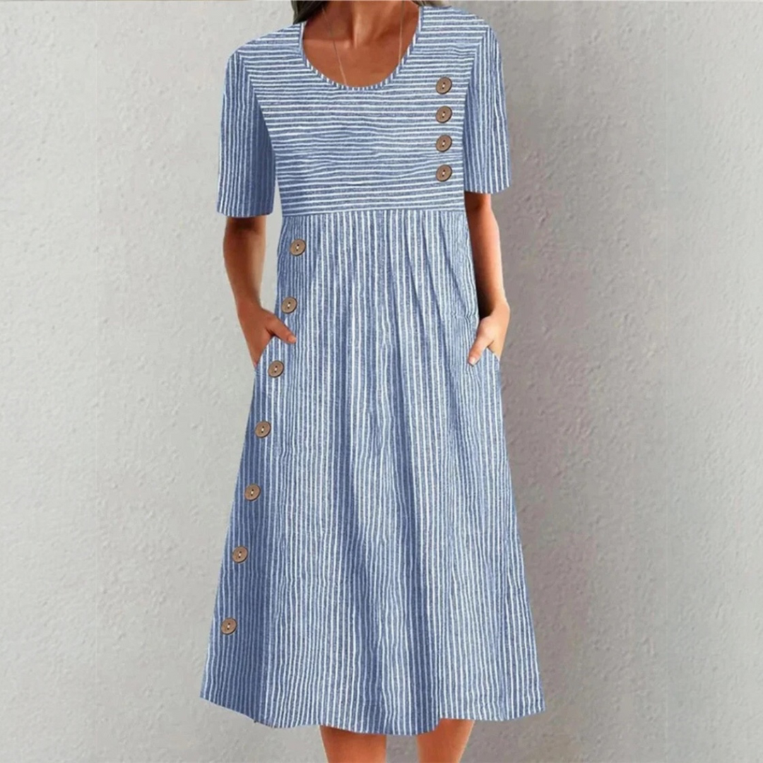 MARINA™ | Robe Midi Rayée Élégante